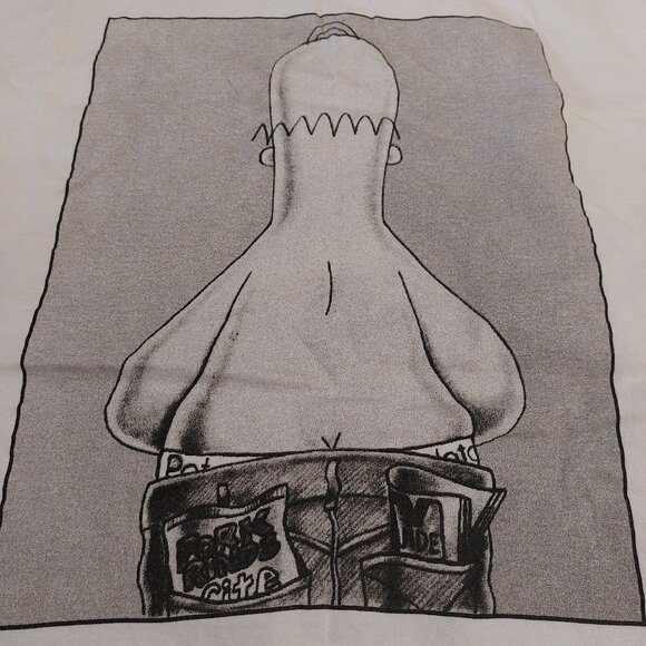 Vintage 1994 hanes double White  The Simpsons Homer Cartoon Couch Potato Tshirt - Picture 10 of 10